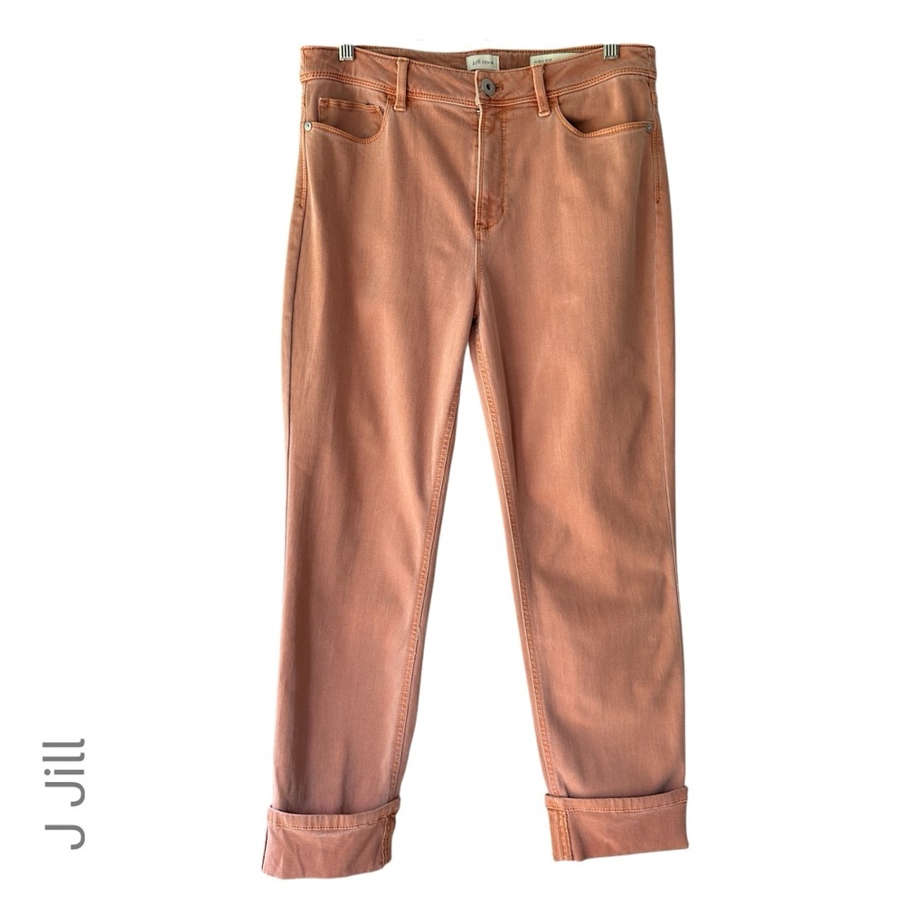 J JILL DENIM NWOT CROPPED CUFFED HIGH RISE JEANS STRETCH APRICOT | SIZE 8